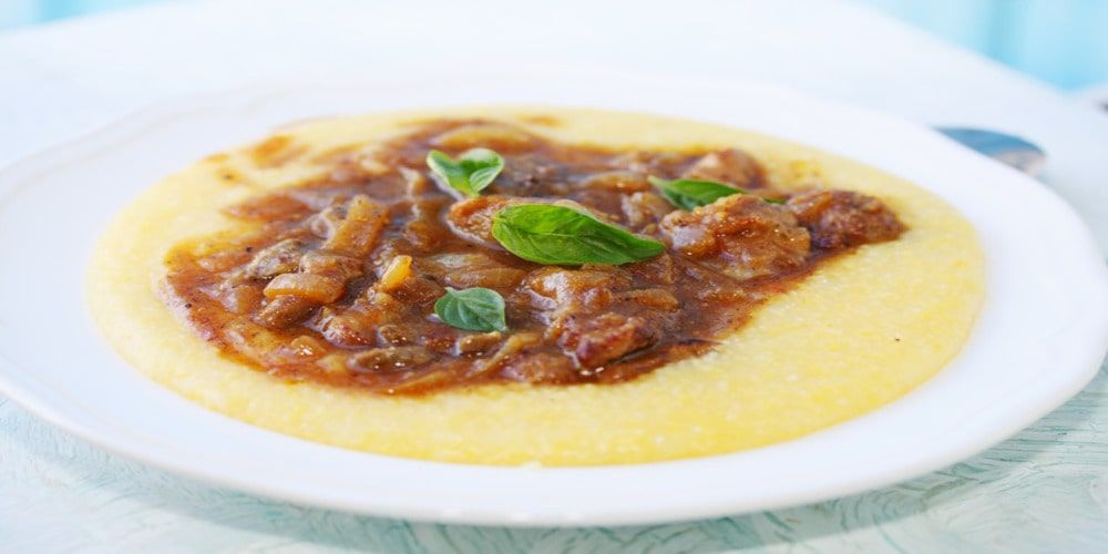 Polenta and musso, a traditional winter Italian dish and a comfort food from Veneto